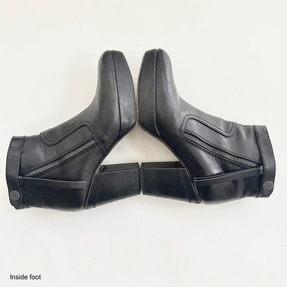 ACNE STUDIOS | “TRACK” BLACK LEATHER TABBED PLATFORM BOOTIES HEEL EXPOSED ZIPPER - Picture 3 of 10